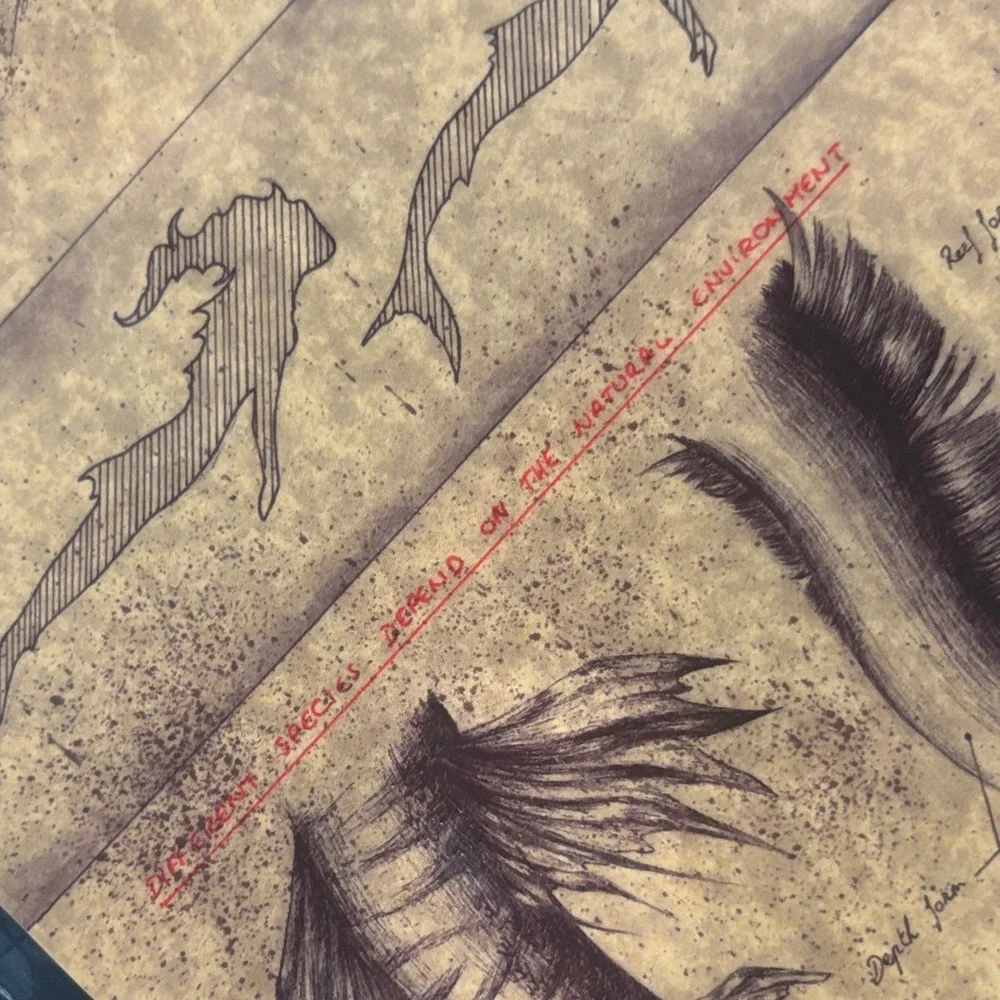 Zellgarm Artistic Mermaid Sea Creature Sketch Poster